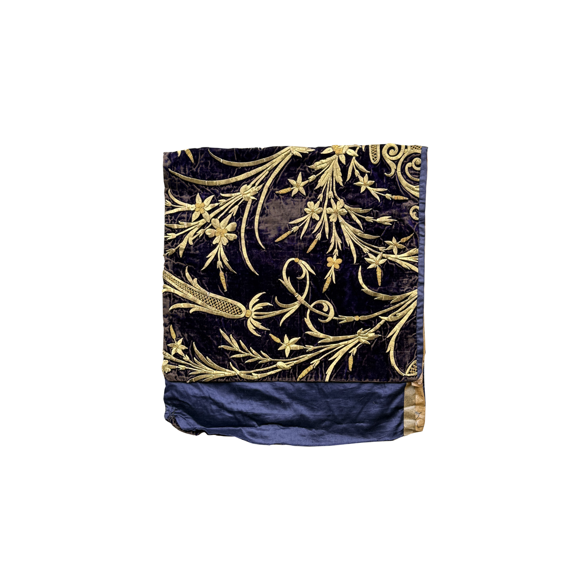 Ottoman dival embroidery, gilt metal thread on velvet, late 19th century.