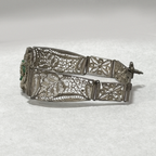 Vintage Silver Filigree Bracelet with Emerald Cabochons