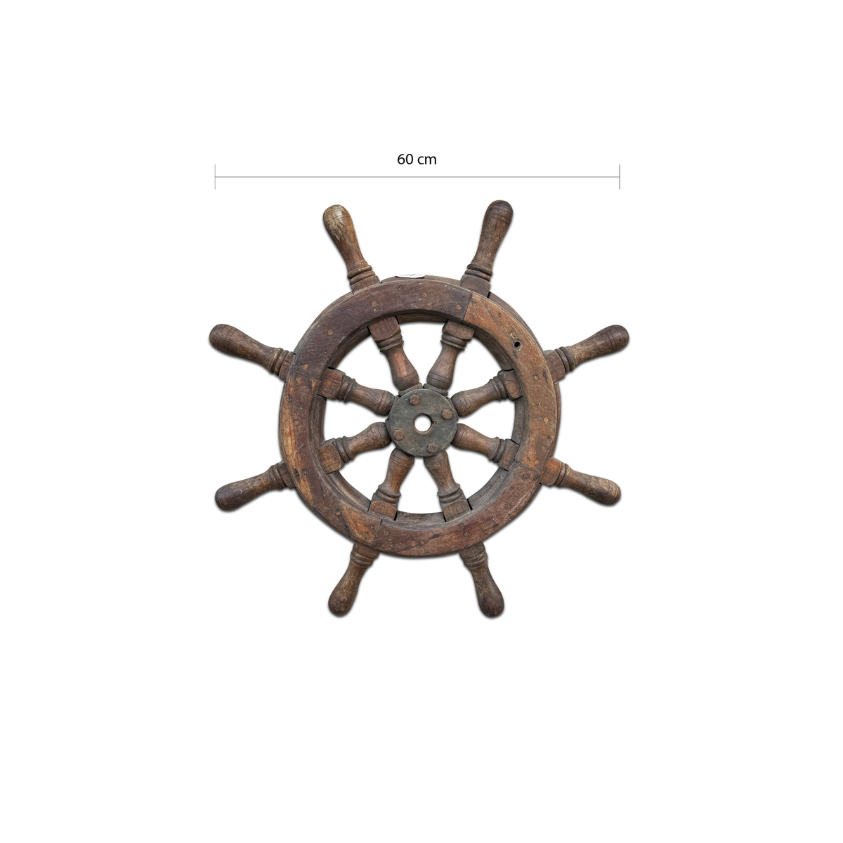Wooden Ship’s Wheel with Brass Fittings