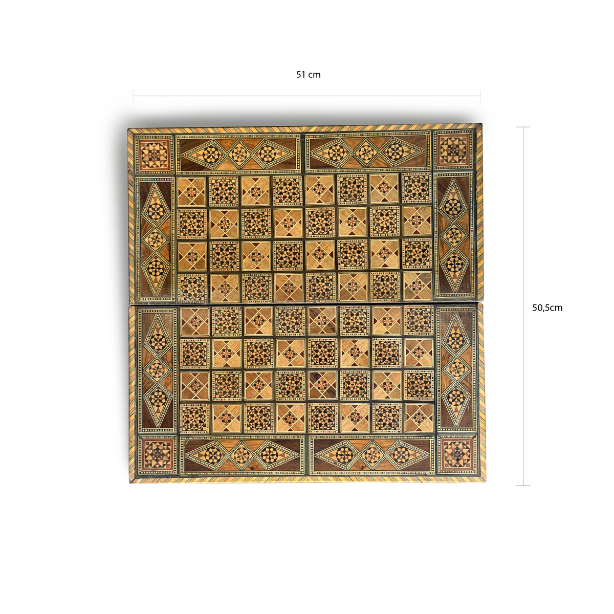 Vintage Syrian Handmade Marquetry Backgammon & Chess Board with Mother of Pearl Inlay