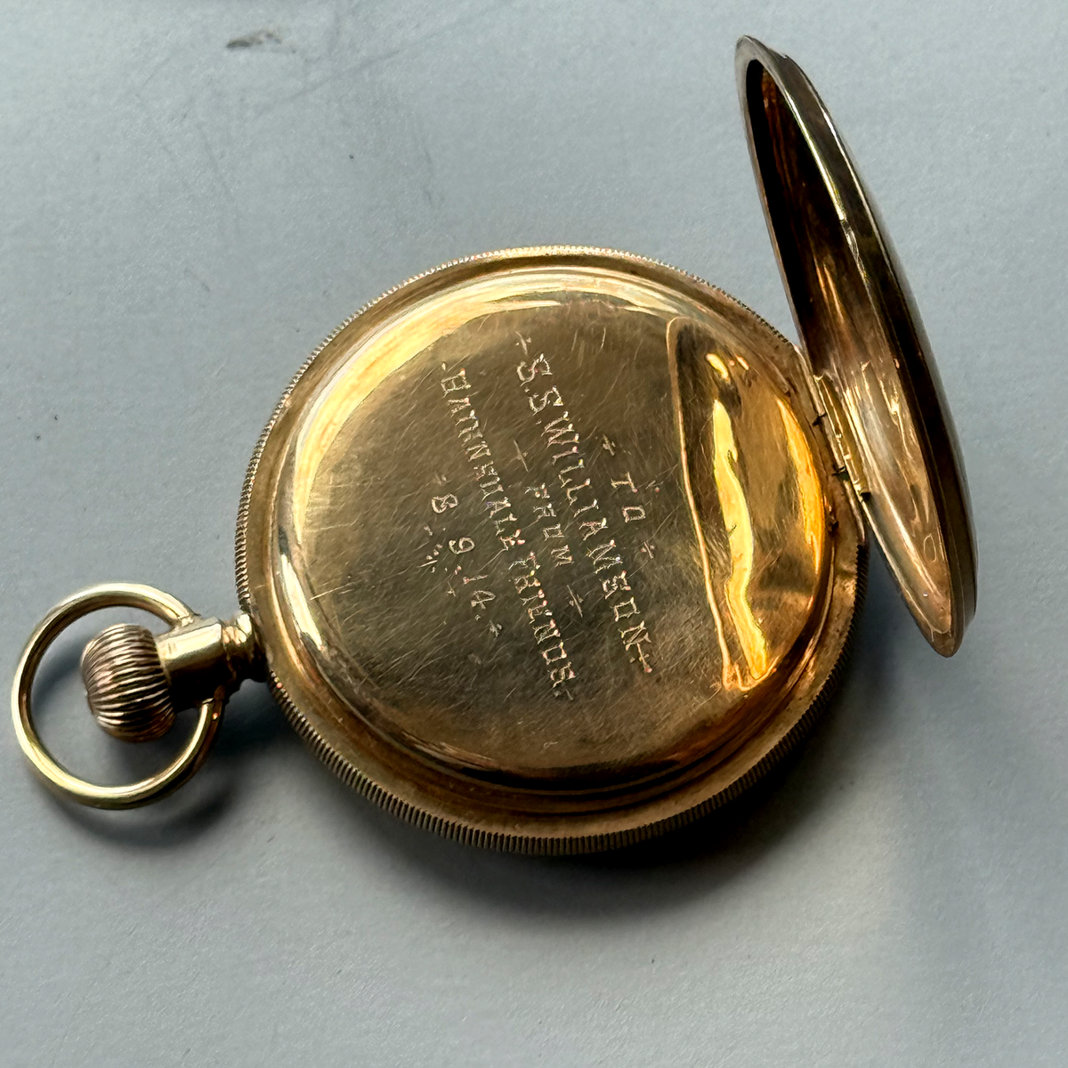 Antique Waltham Traveler 14K Gold Hunter Pocket Watch c.1910s