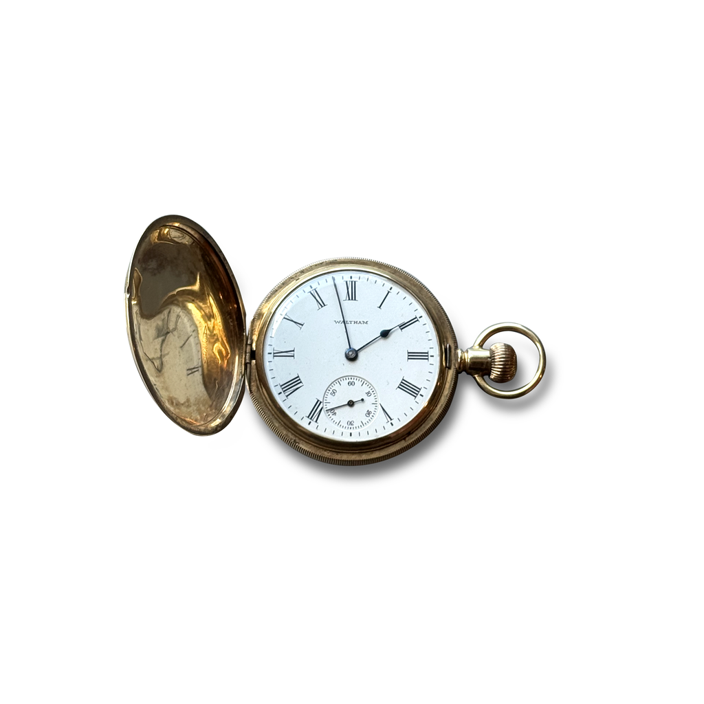 Antique Waltham Traveler 14K Gold Hunter Pocket Watch c.1910s
