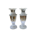 Antique Clear Glass Vases with Ruffled Rims