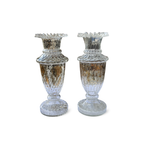 Antique Clear Glass Vases with Ruffled Rims