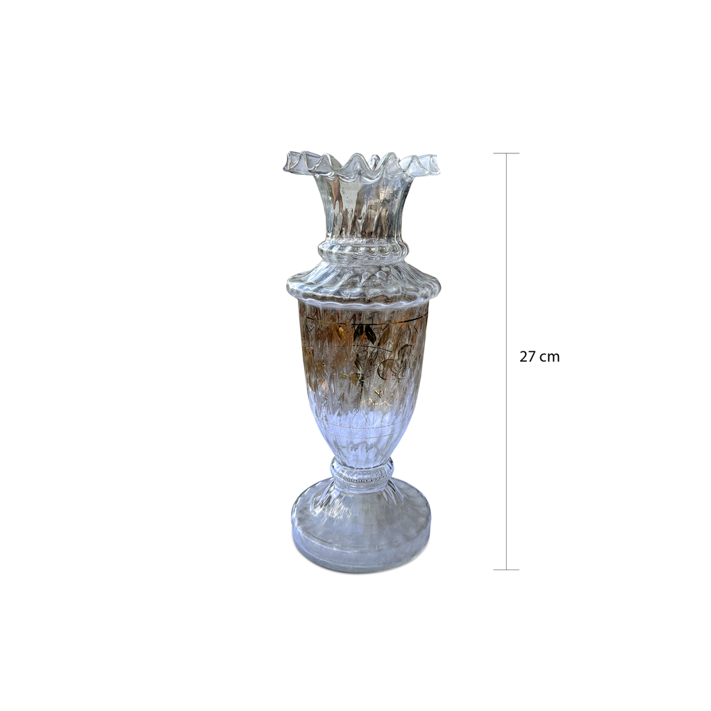 Antique Clear Glass Vases with Ruffled Rims