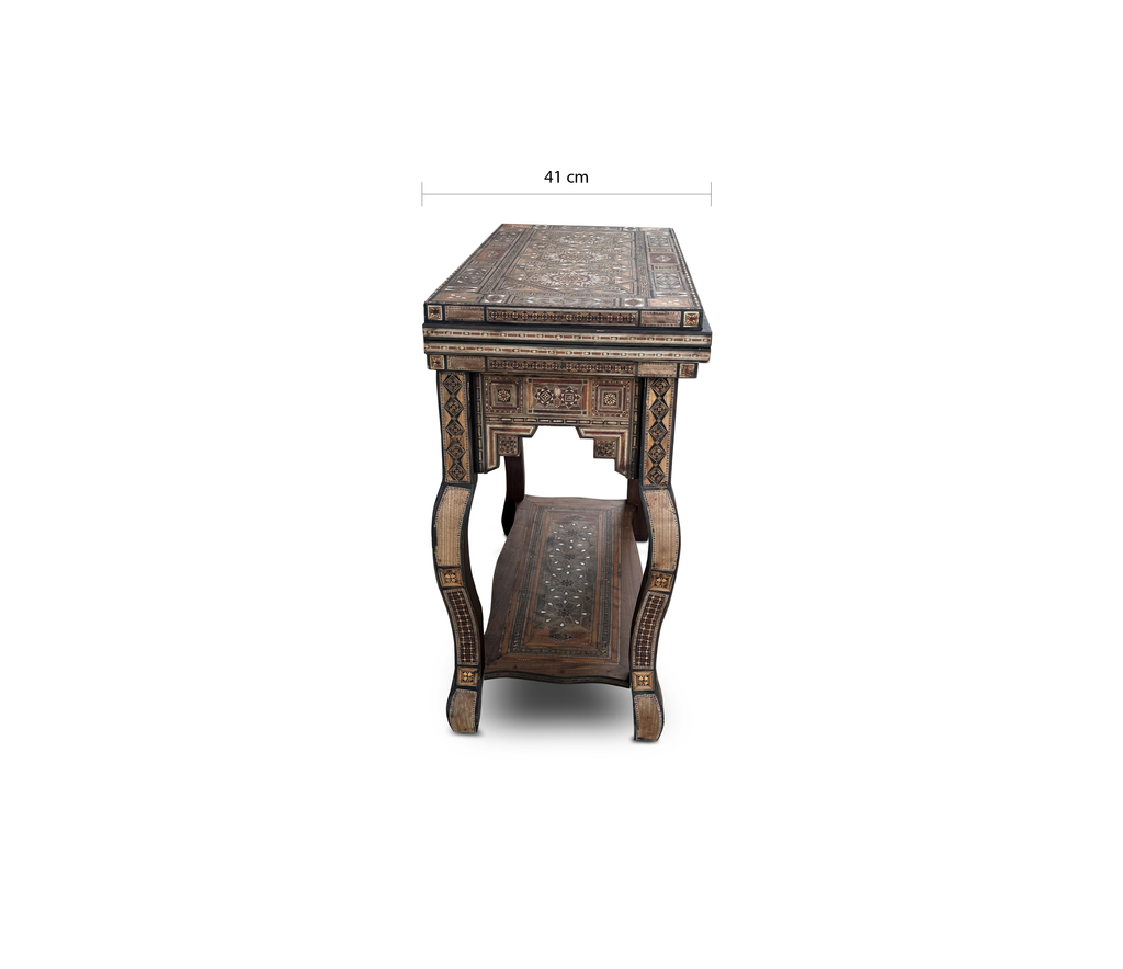 Antique Syrian Damascus Marquetry & Mother of Pearl Multi Game Table Early 20th Century