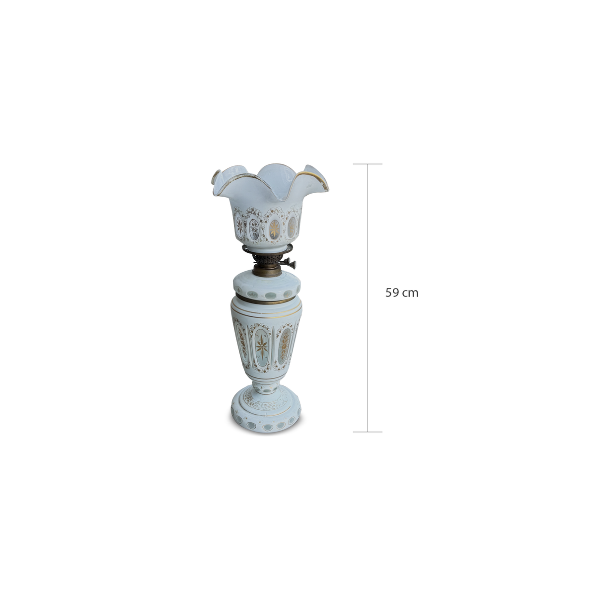 Pair of Antique Opaline Glass Oil Lamps