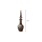 Decorative Amethyst Glass Decanter with Hand Painted Enamel, Gilt & Cut Star Decoration