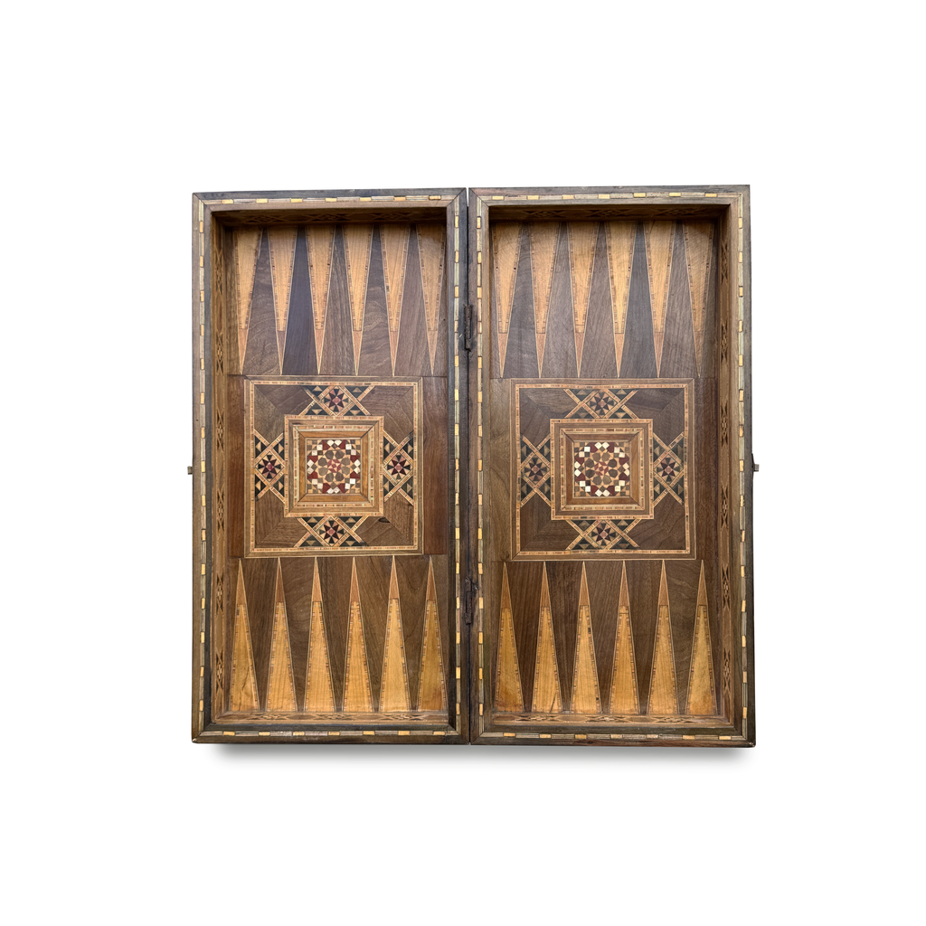 Vintage Syrian Handmade Marquetry Backgammon & Chess Board with Mother of Pearl Inlay